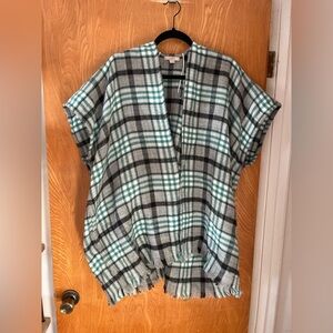 Ann Taylor loft plaid poncho shawl XS